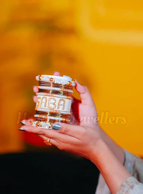 Stylish Stones Bangles/Chori Set